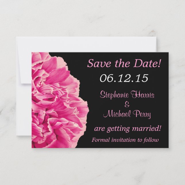 Convites Dramático Save the Date de Casamento com Peônia Ro (Frente)