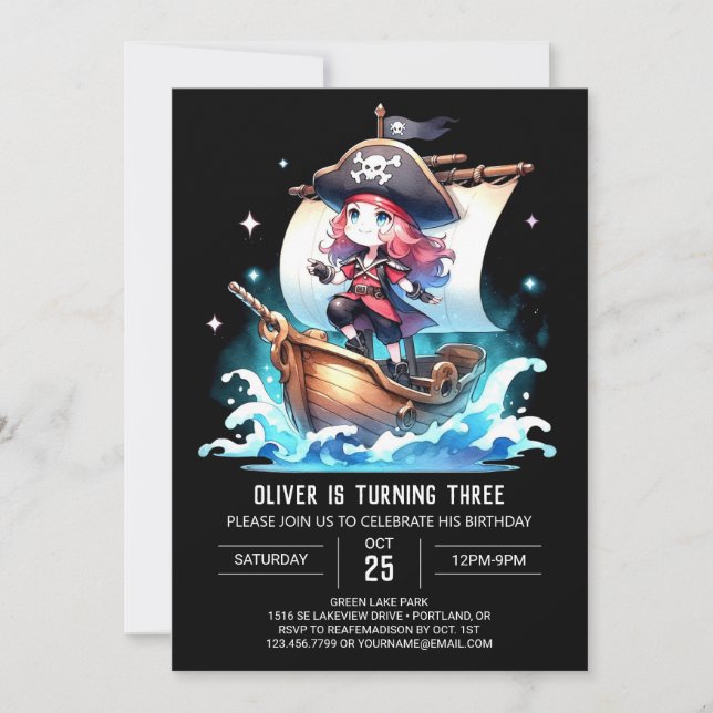 Convites Dreamate Pirate Digital Birthday (Frente)