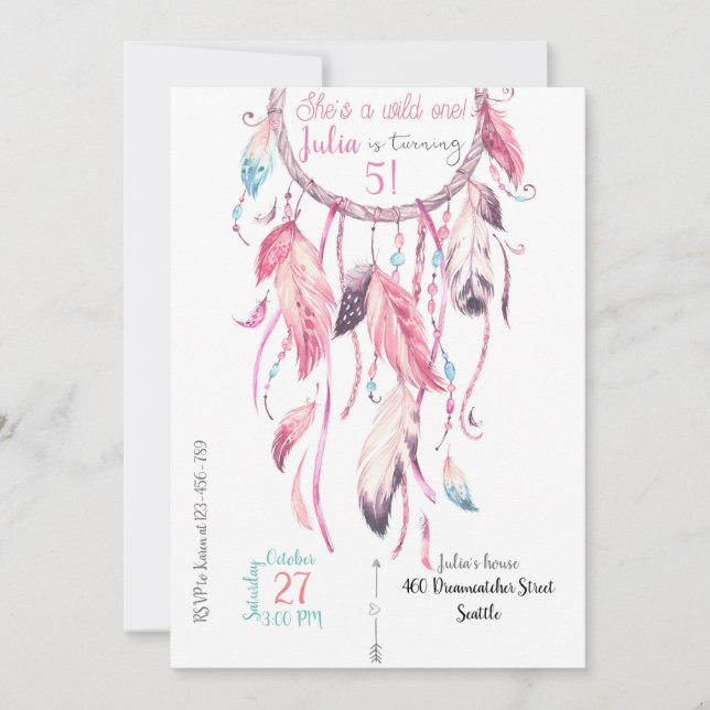 Convites Dreamcatcher Birthday Invitation (Frente)