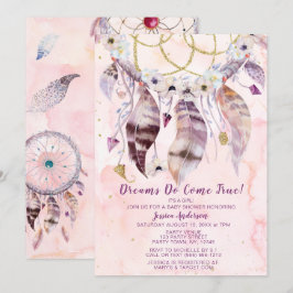 Convites Dreamcatcher Dream come True Girl Chá de fraldas