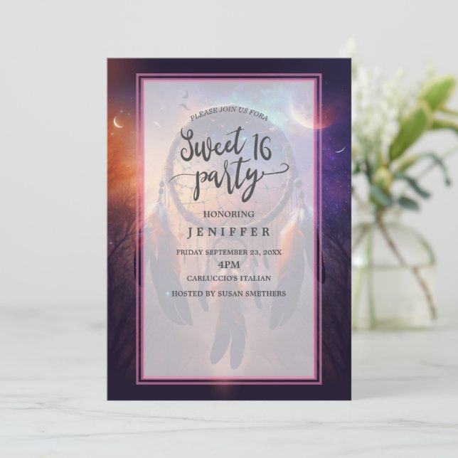 Convites Dreamcatcher na floresta (Em pé/Frente)