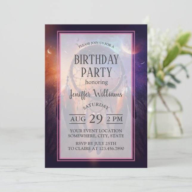 Convites Dreamcatcher na floresta (Em pé/Frente)