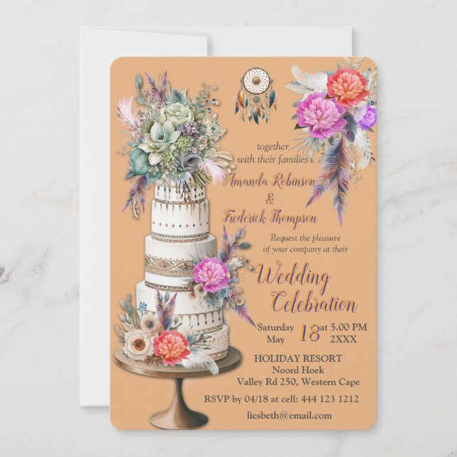 Convites Dreamcatcher num tema boêmico (Frente)