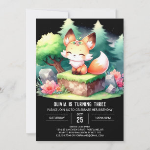 Convites Dreamcolor Watercolor Fox Birthday digital