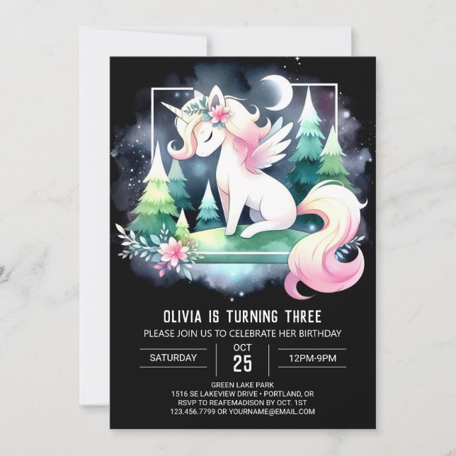 Convites Dreamcolor Watercolor Horse Birthday (Frente)