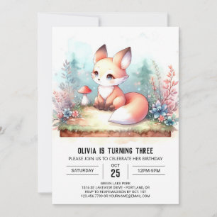 Convites DreamCustom Fox Birthday digital