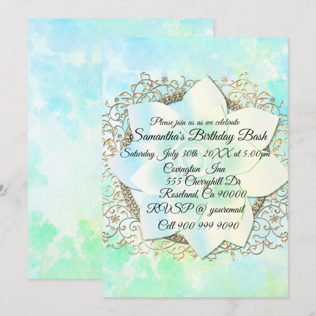 Convites Dreamels Pastels Lotus Flower (Frente/Verso)