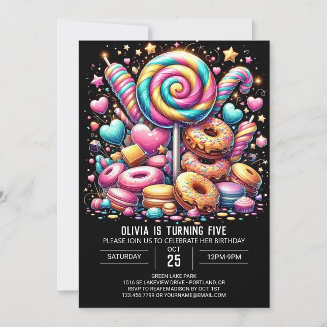 Convites Dreamet Candyland Digital Birthday (Frente)