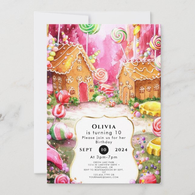 Convites DreamFun Candyland Birthday (Frente)