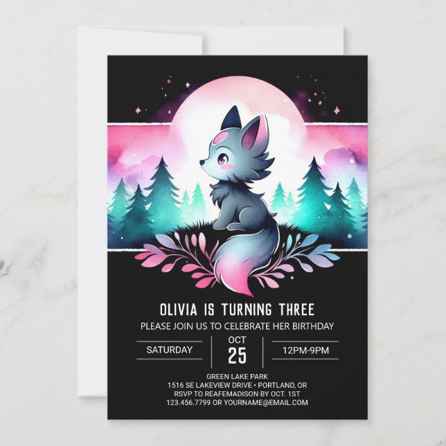 Convites Dreamgle Wolf Birthday (Frente)