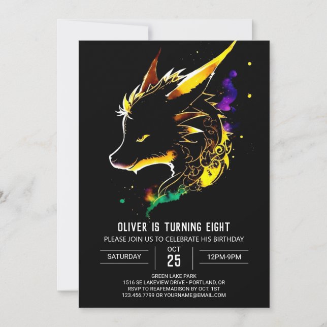 Convites Dreamland de aniversário do dragão (Frente)