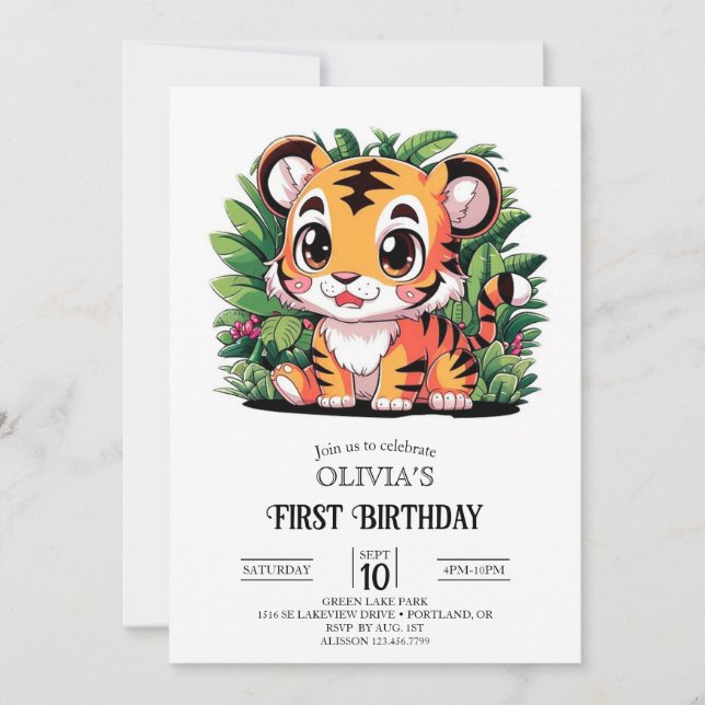 Convites DreamLittle Tiger primeiro aniversario Digital (Frente)