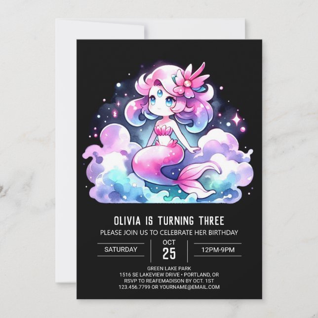 Convites DreamOcean Smermaid Birthday (Frente)
