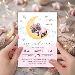Convites Dreamover Sobre a Moon Raccoon Girl Sip and See