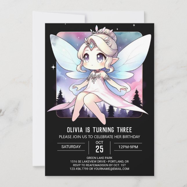 Convites Dreamtheme Fairy Birthday (Frente)