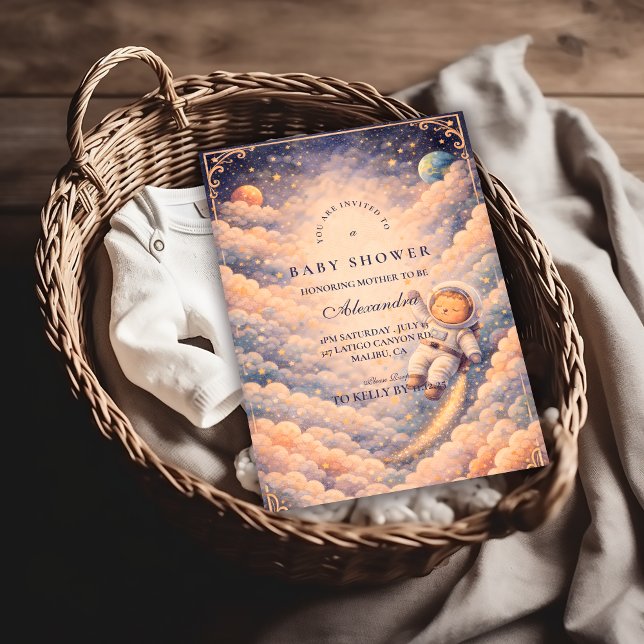 Convites Dreamy Astronaut Cloudscape Baby Shower (Criador carregado)