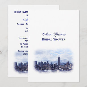 Convites Dreamy Azul-Marinho Céu de Nova York Chuva de Noiv