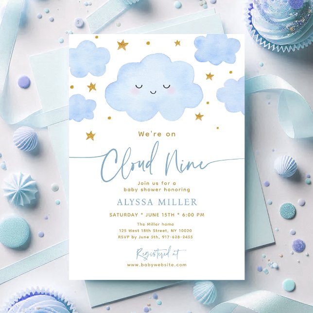 Convites Dreamy Blue Cloud Nine Baby Shower (Criador carregado)