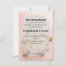 Convites Dreamy Blush Pink Rose and Tulle Romantic Wedding 