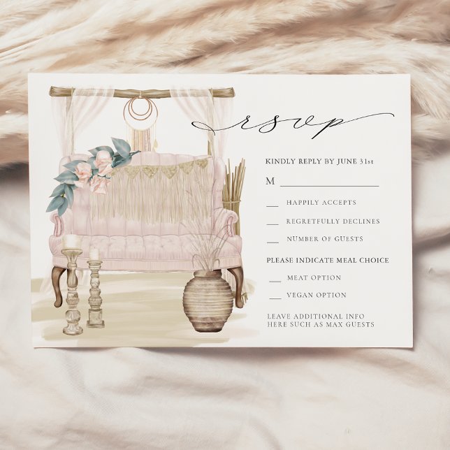 Convites Dreamy Bohemian Beach Wedding RSVP (Criador carregado)