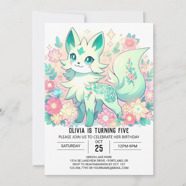 Convites Dreamy Boho Fox Digital Birthday (Frente)