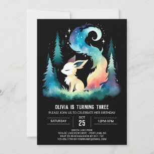 Convites Dreamy Cute Wolf Birthday