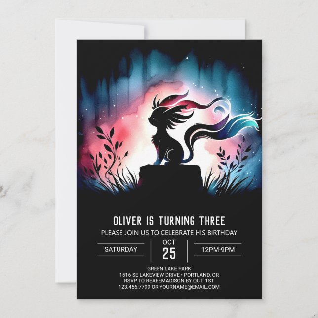 Convites Dreamy Digital Cat Birthday (Frente)