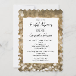 Convites Dreamy Dourado Bokeh Chá de panela