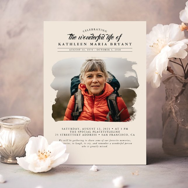 Convites Dreamy Elegant Celebration of Life Funeral Photo (Elegant Funeral Invitation)
