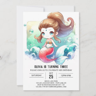 Convites Dreamy Elegant Mermaid Birthday