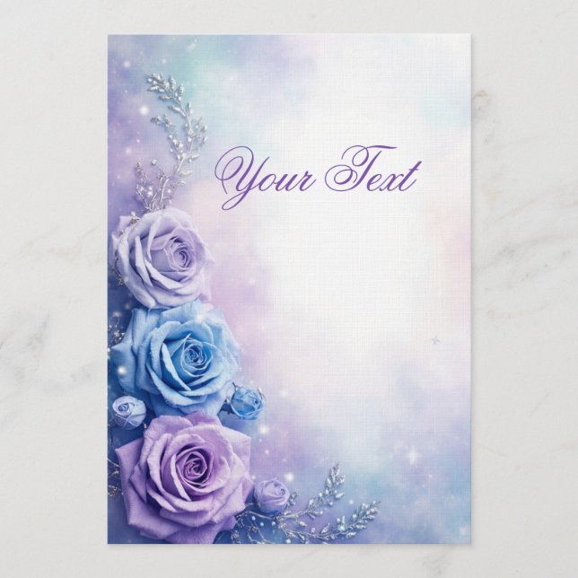 Convites Dreamy Fantasy Purple and Blue Roses (Frente)
