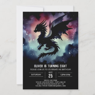 Convites Dreamy Fiery Dragon Aniversário Personalizável