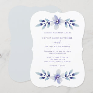 Convites Dreamy Floral   Casamento Roxo e Azul