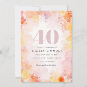 Convites Dreamy Floral Pastel aniversário de 40 anos