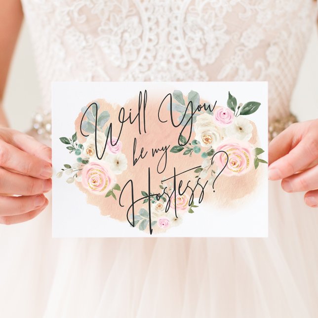 Convites Dreamy Floral V2 Hostess Card (Criador carregado)