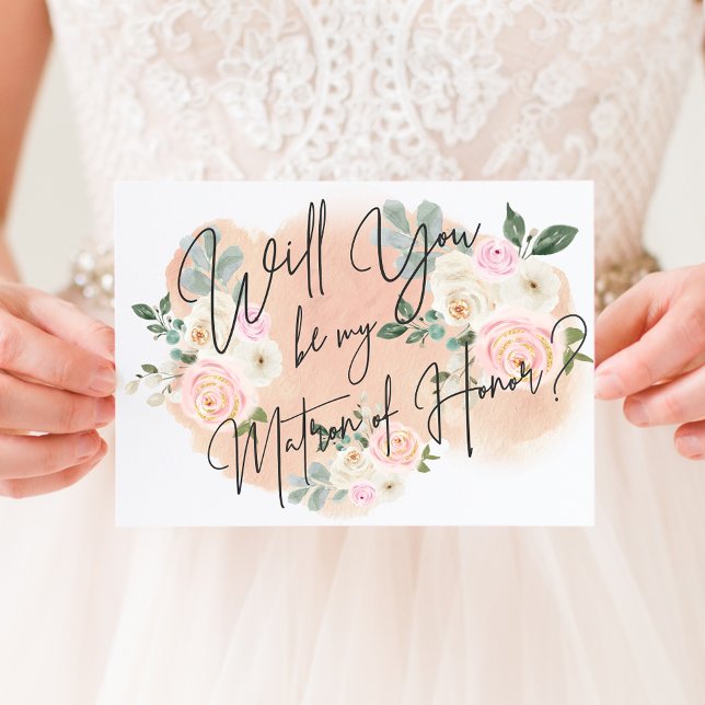 Convites Dreamy Floral V2 Matron of Honor Card (Criador carregado)