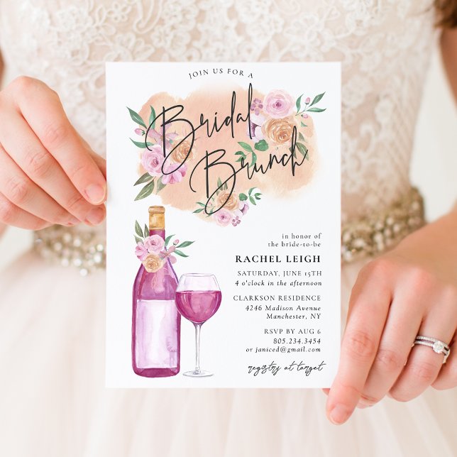 Convites Dreamy Floral Wine Bridal Brunitation (Criador carregado)