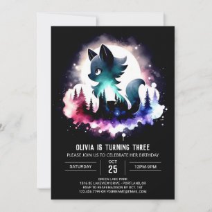 Convites Dreamy Forest Wolf Birthday