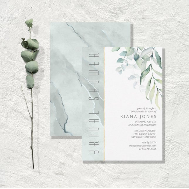 Convites Dreamy Greenery Chá de panela Green/Blue ID817 (Criador carregado)