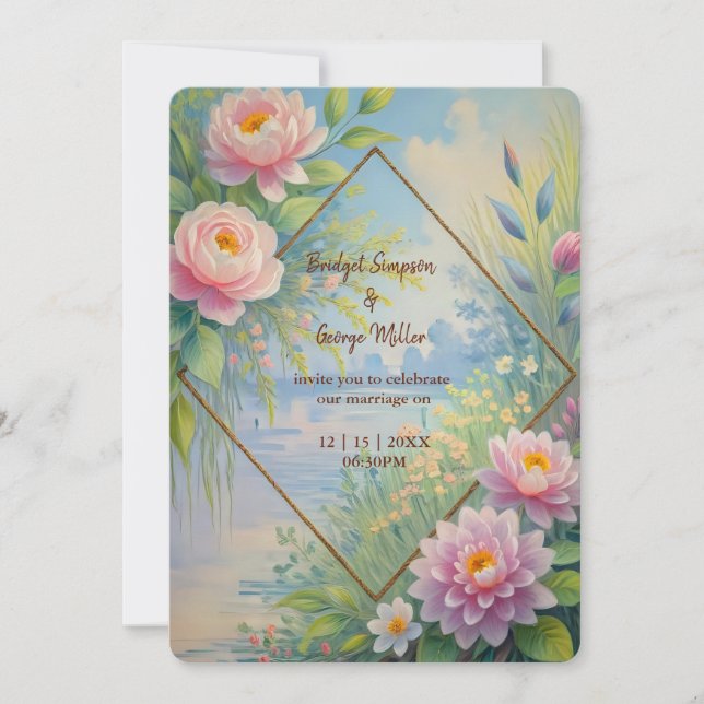 Convites Dreamy Lakeside Garden Wedding (Frente)