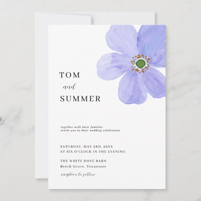 Convites Dreamy Lilac Flowers Wedding  (Frente)