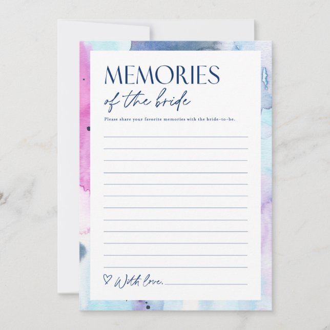 Convites Dreamy Memories of the Bride Shower Activity Card (Frente)