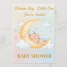 Convites Dreamy Moon Baby Shower Invitation - Sleeping Baby