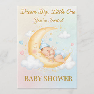 Convites Dreamy Moon Baby Shower Invitation - Sleeping Baby
