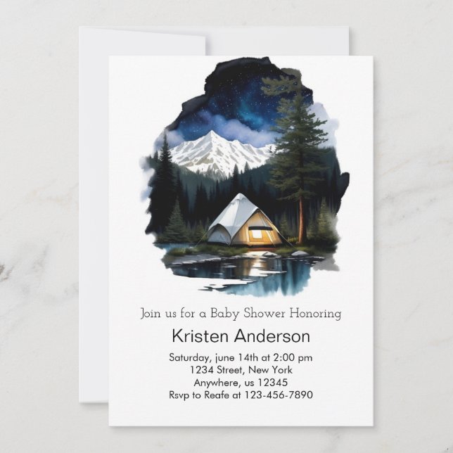 Convites Dreamy Night Sky Adventure Chá de fraldas (Frente)