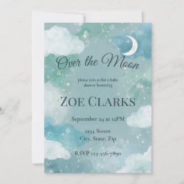 Convites Dreamy Night Sky Baby Boy Shower Invitation