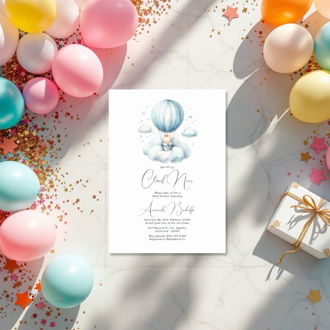 Convites Dreamy no Chá de fraldas Cloud 9 (Dreamy On Cloud 9 Baby Shower Invitation)