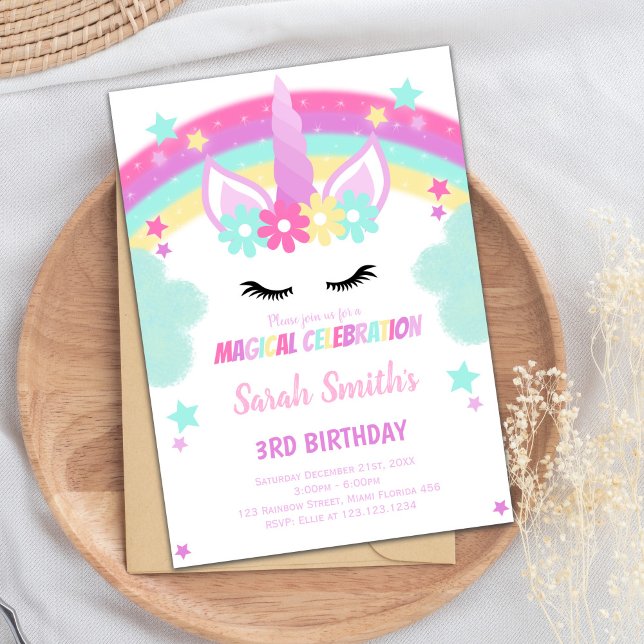 Convites Dreamy Pastel Mint Party Card (Green Cloud Unicorn Invitations)