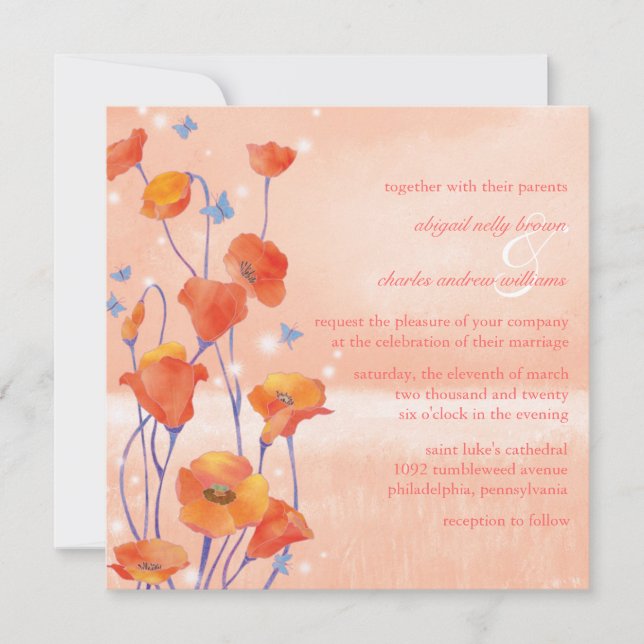 Convites Dreamy Poppy Field Wedding (Frente)