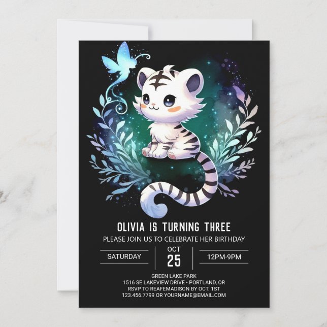 Convites Dreamy Printable Tiger Birthday (Frente)